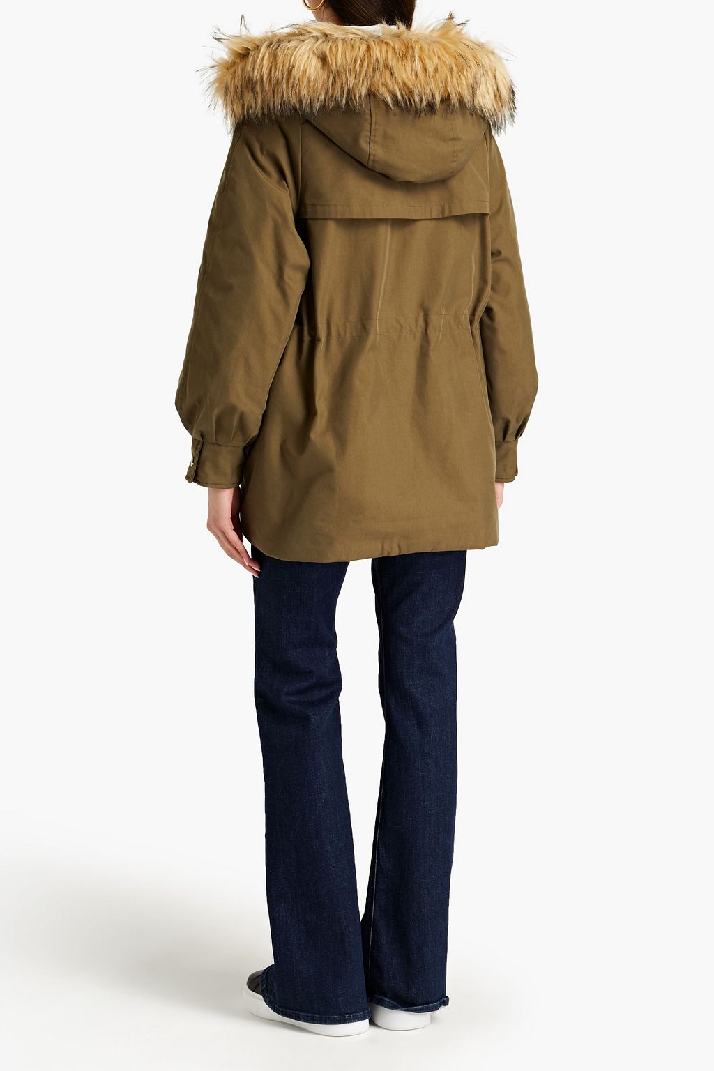 MAJE Faux fur-trimmed gabardine parka