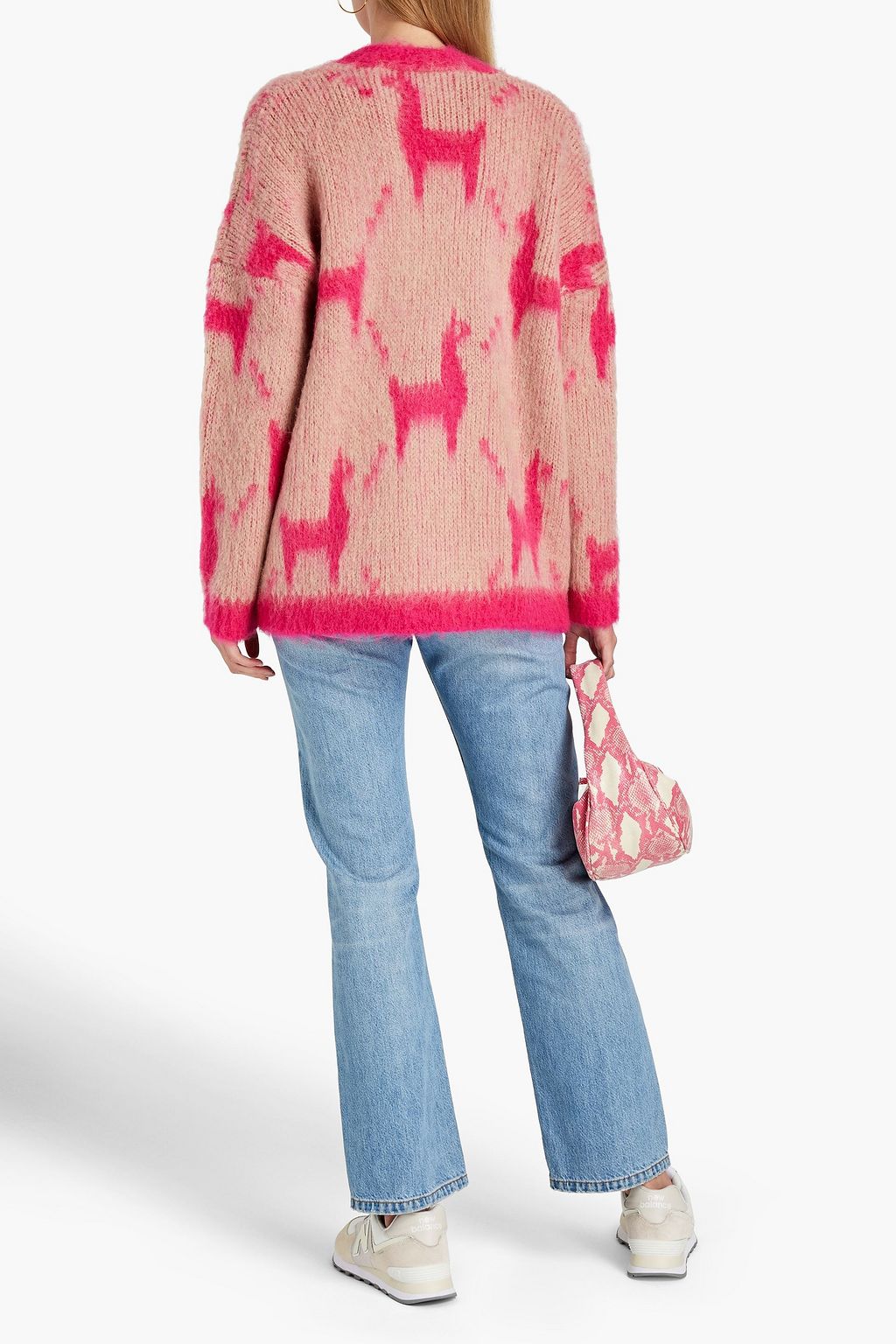MAJE Two-tone intarsia-knit cardigan