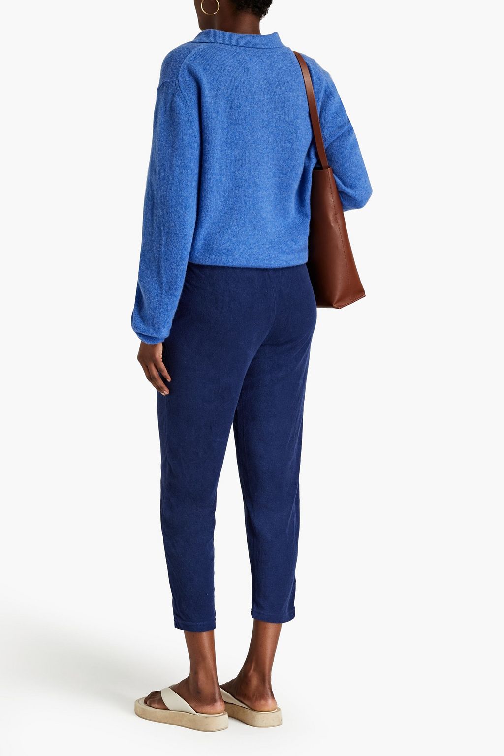 ONIA Cropped cotton-blend chenille track pants