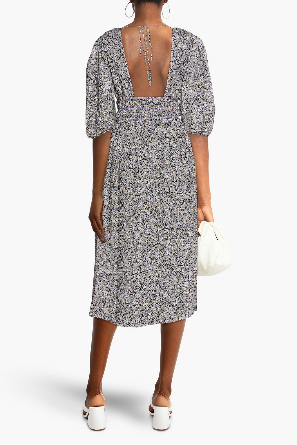 MAJE Floral-print cotton-voile midi dress