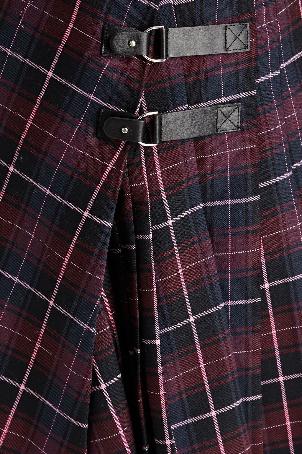 MAJE Wrap-effect pleated checked twill mini skirt