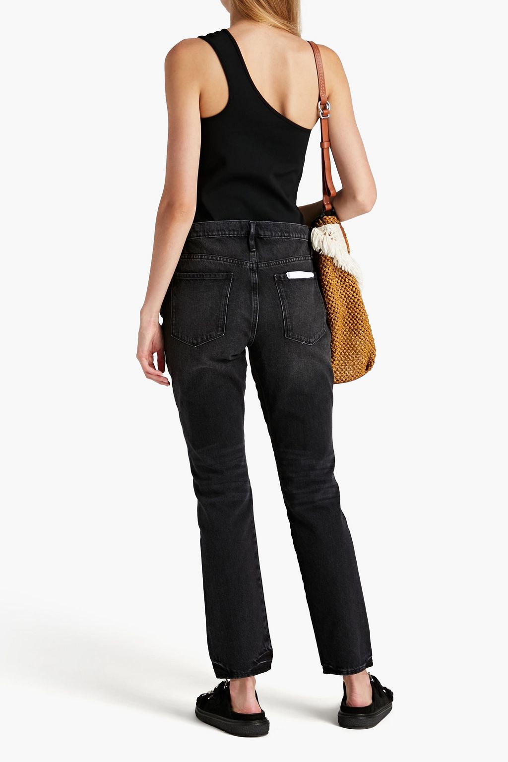 FRAME Le Sylvie distressed high-rise straight-leg jeans