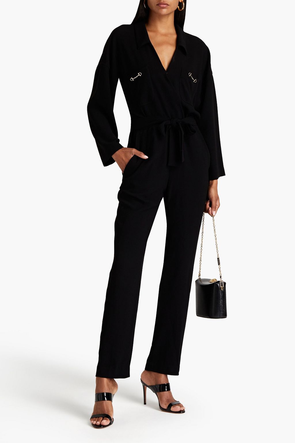 MAJE Belted crepe jumpsuit
