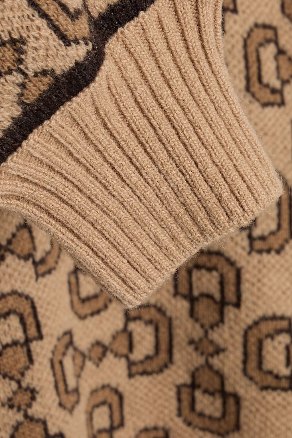 GUCCI Cropped jacquard-knit wool and cashmere-blend sweater