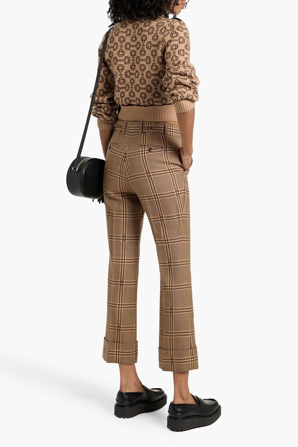 GUCCI Cropped jacquard-knit wool and cashmere-blend sweater