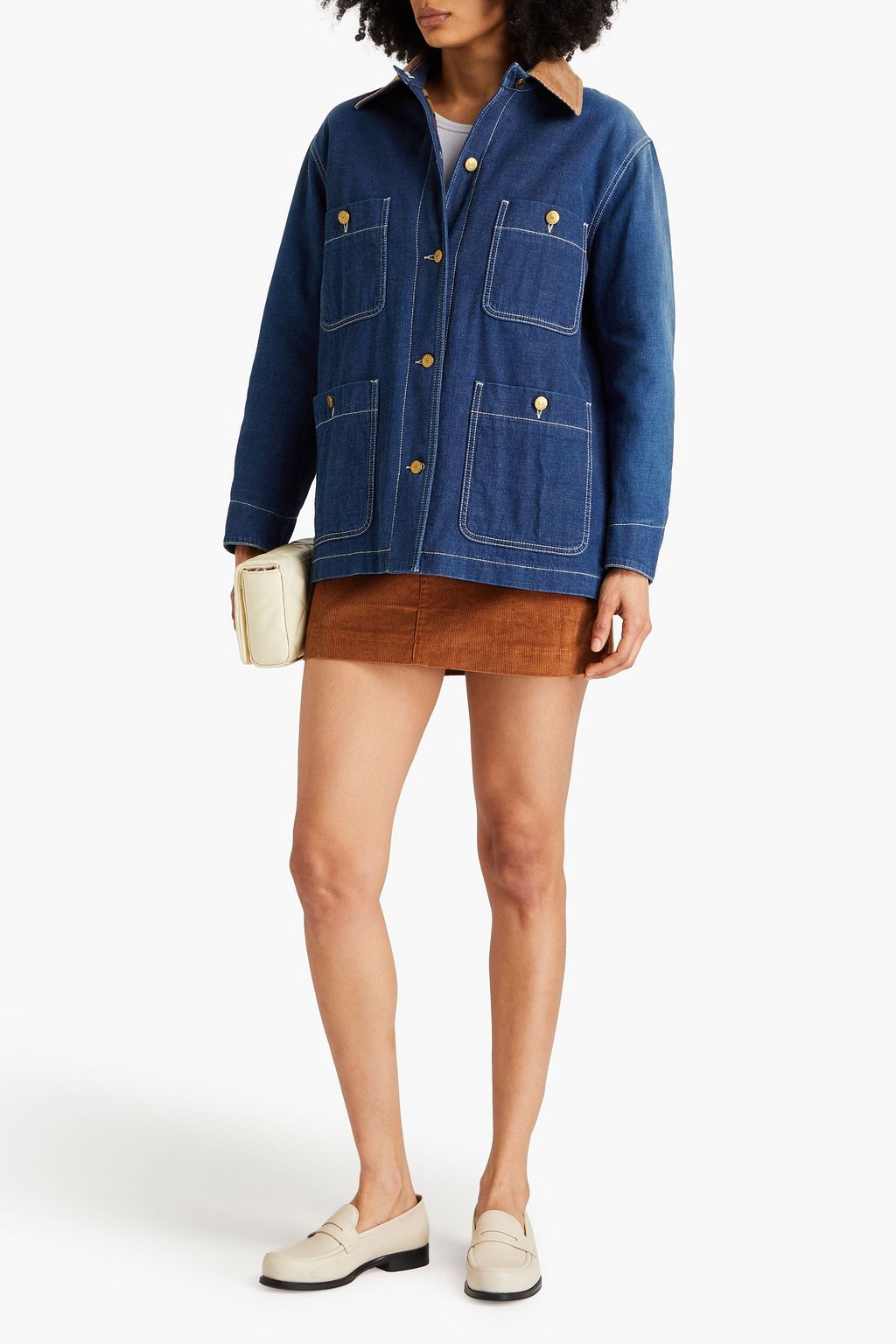 GUCCI Corduroy-trimmed denim jacket