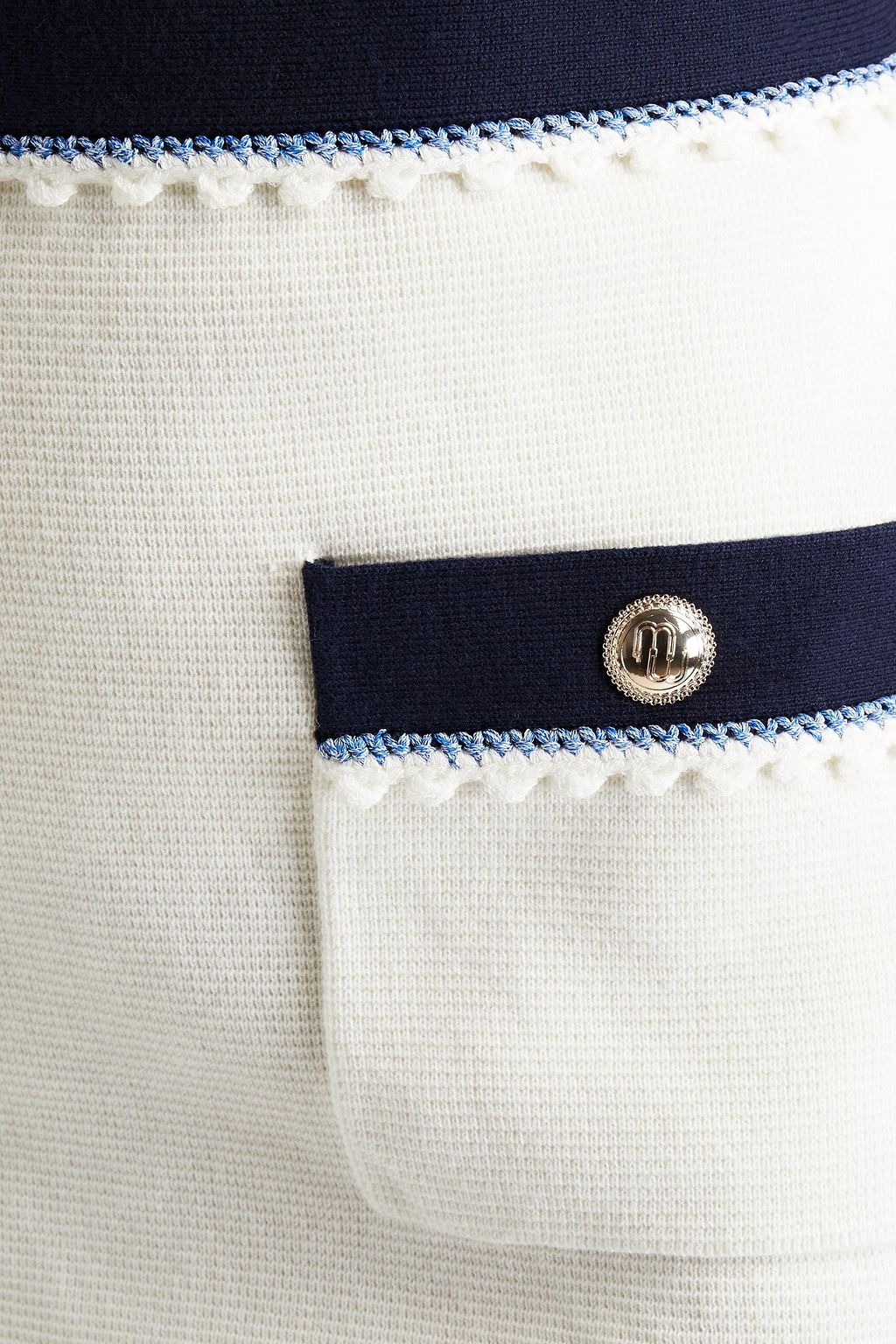 MAJE Oliana button-embellished two-tone cotton mini skirt