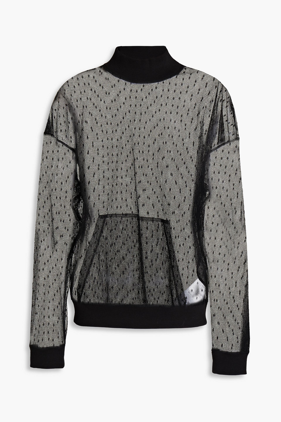 Red Valentino Point D'esprit Sweatshirt In Black