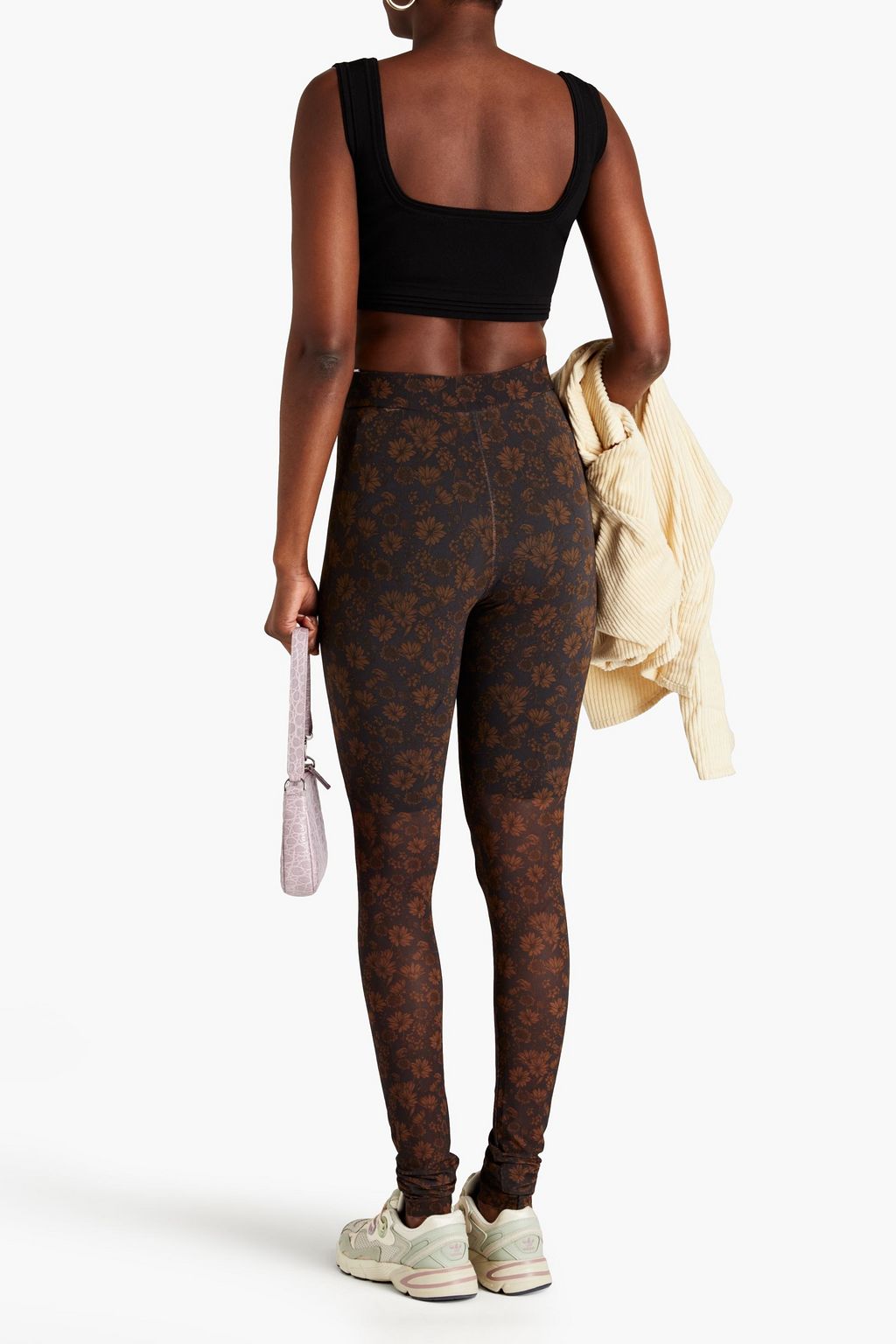 GANNI Floral-print mesh leggings