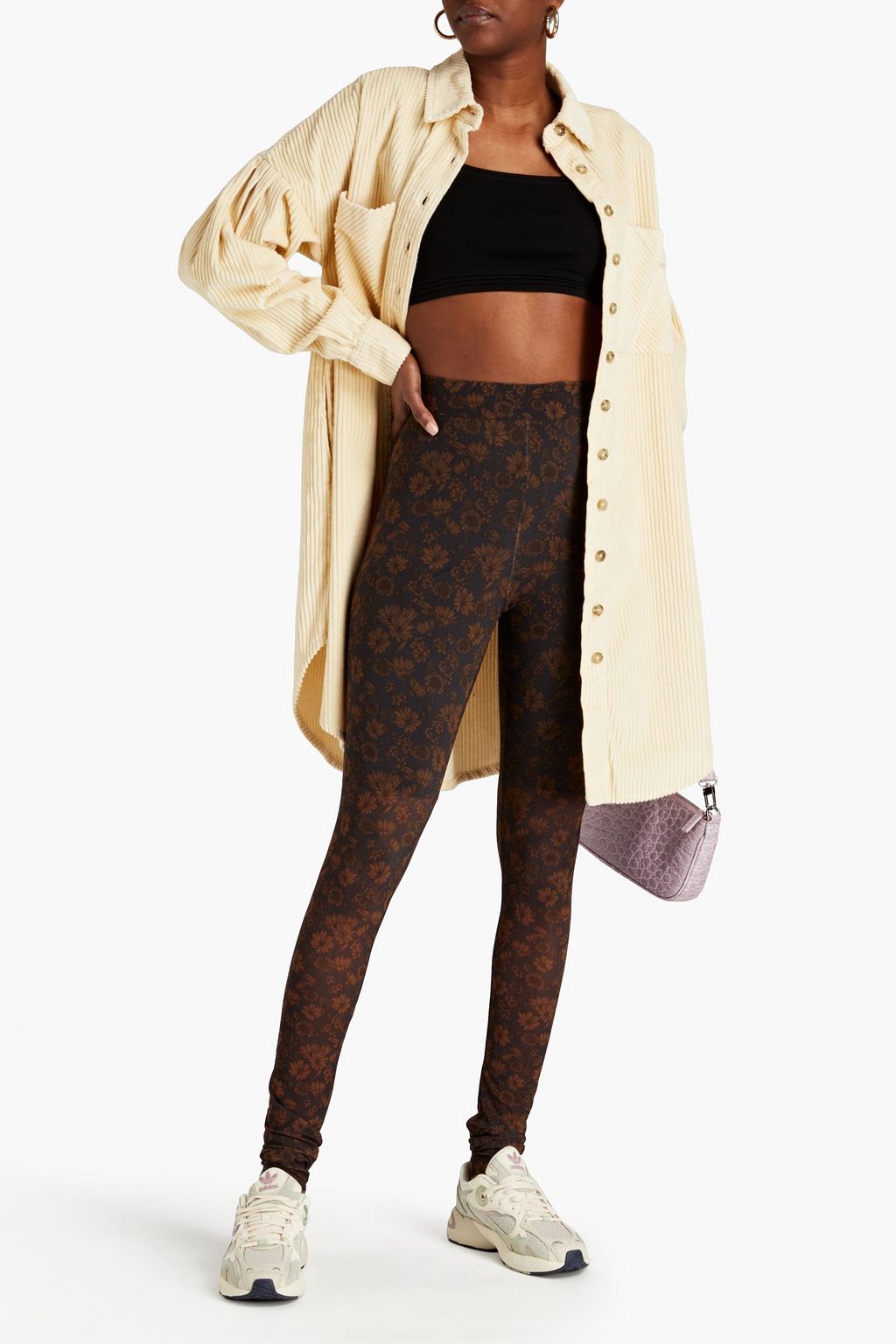 GANNI Floral-print mesh leggings