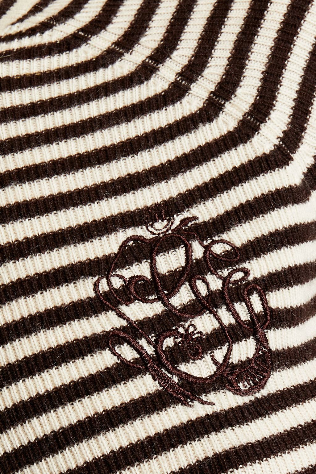 GANNI Striped ribbed wool and cashmere-blend turtleneck sweater
