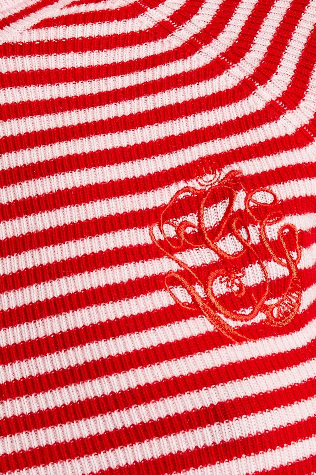 GANNI Striped ribbed wool and cashmere-blend turtleneck sweater