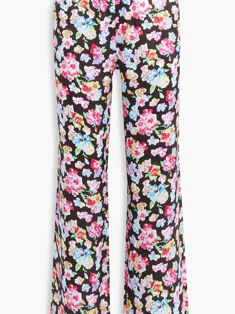 floral-print satin pajama pants