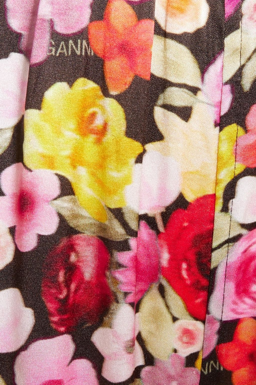 GANNI Floral-print organic silk-blend satin pajama pants