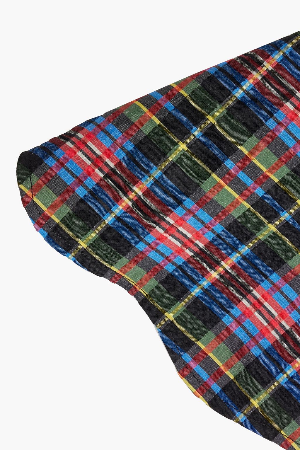 GANNI Checked organic cotton-blend seersucker collar