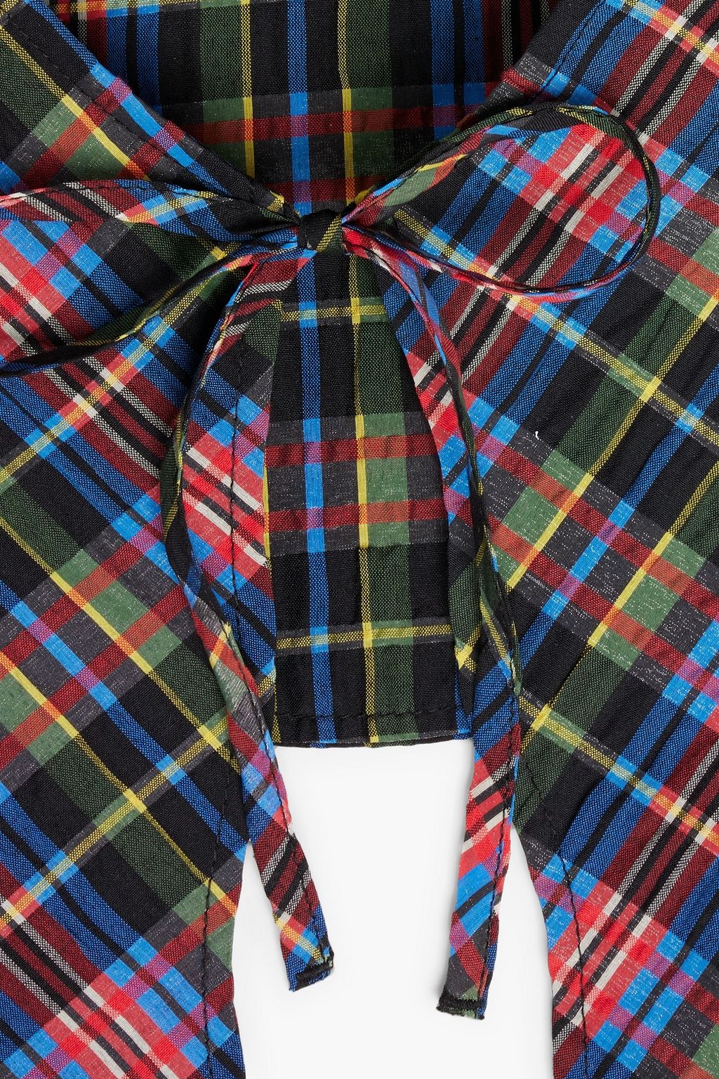 GANNI Checked organic cotton-blend seersucker collar