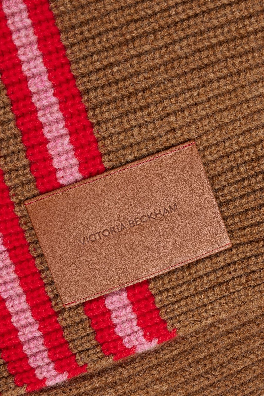 VICTORIA BECKHAM Ruched striped ribbed wool scarf