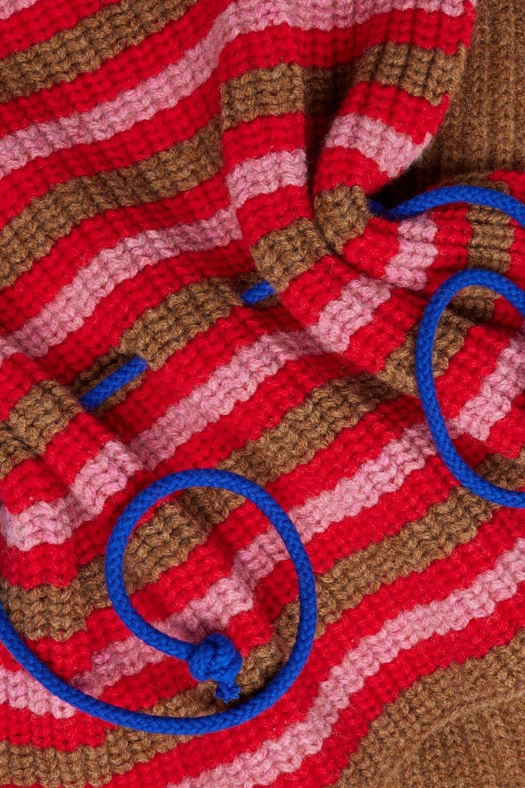 VICTORIA BECKHAM Ruched striped ribbed wool scarf