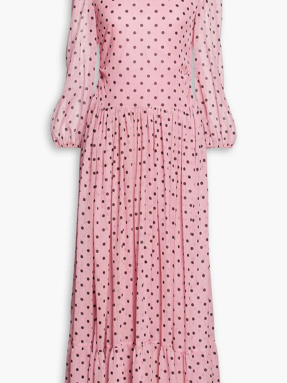 cutout metallic polka-dot crepon midi dress