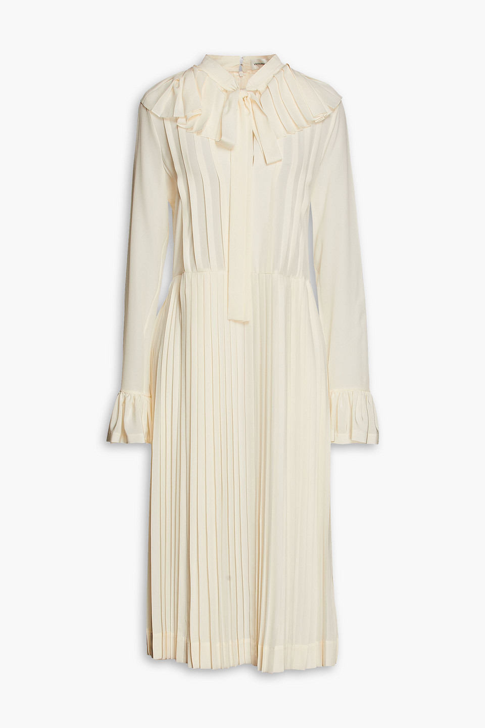 Victoria Beckham Pussy-bow Silk Crepe De Chine Dress In Cream