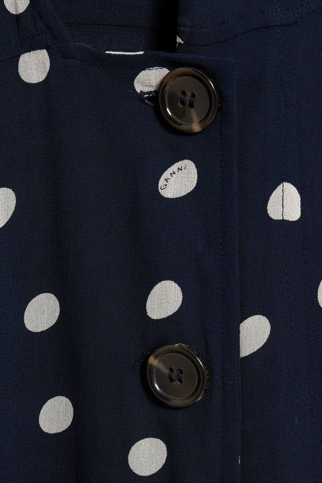 GANNI Wrap-effect polka-dot crepe de chine midi dress