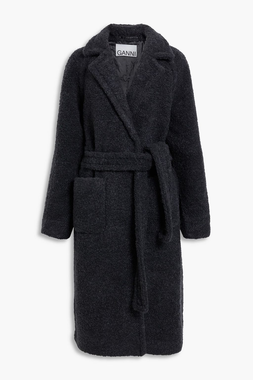 Dark gray Double-breasted belted wool 