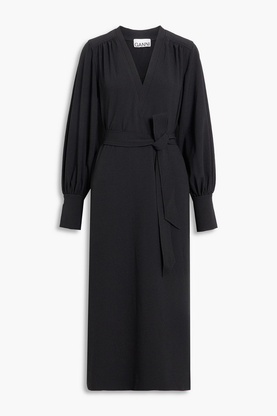 Black Belted crepe midi dress GANNI THE