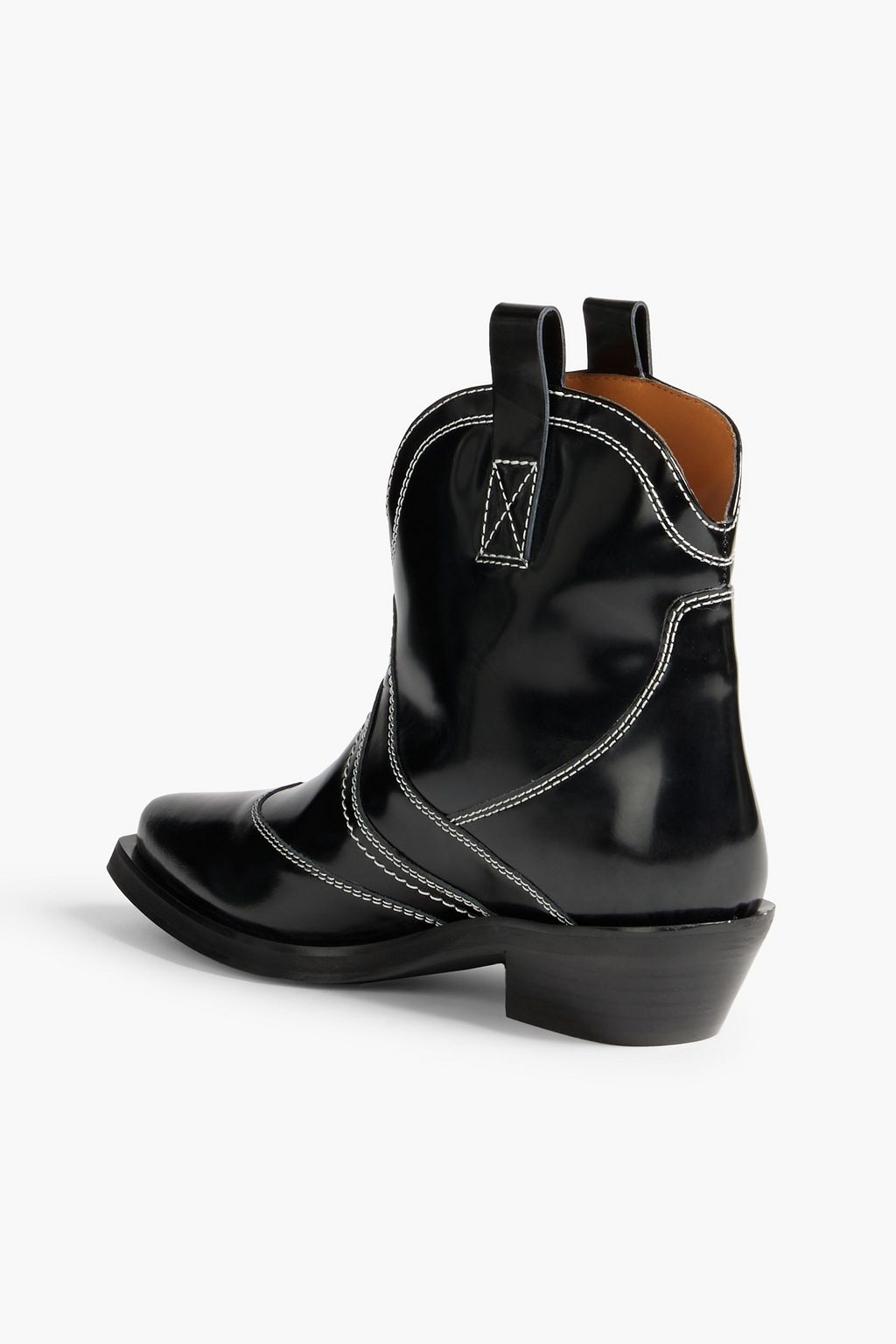 GANNI Glossed-leather ankle boots