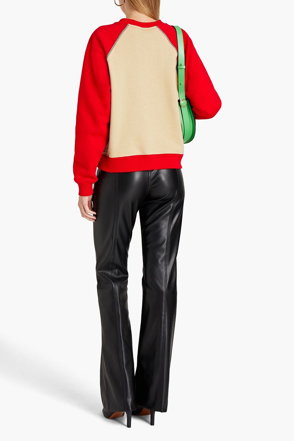 VICTORIA BECKHAM Two-tone organic cotton-fleece sweatshirt