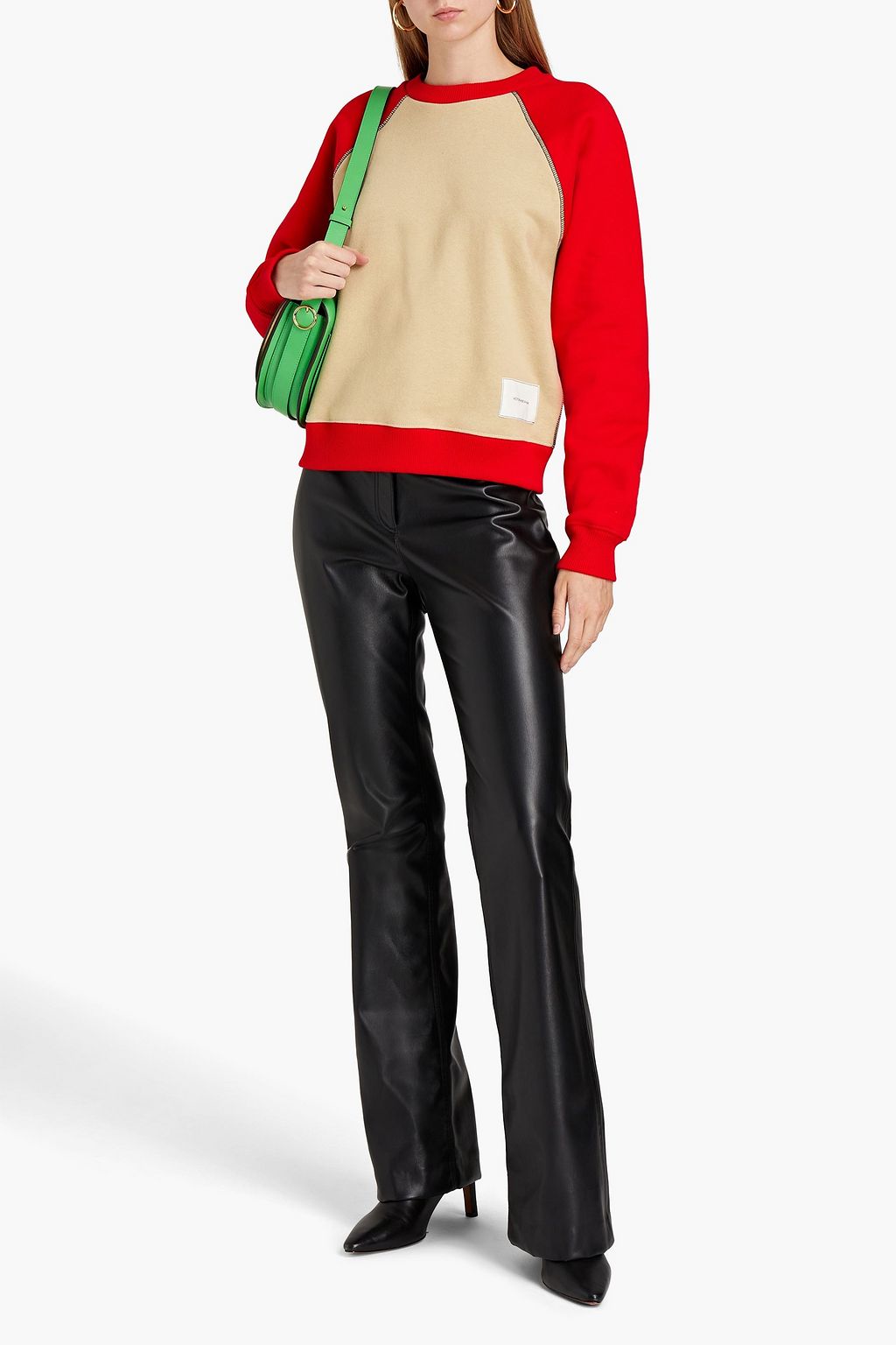 VICTORIA BECKHAM Two-tone organic cotton-fleece sweatshirt