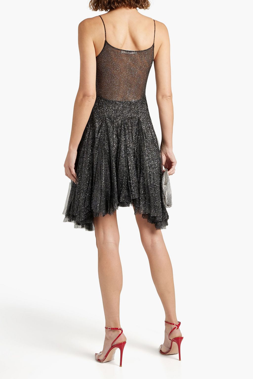 PHILOSOPHY DI LORENZO SERAFINI Gathered glittered tulle mini slip dress