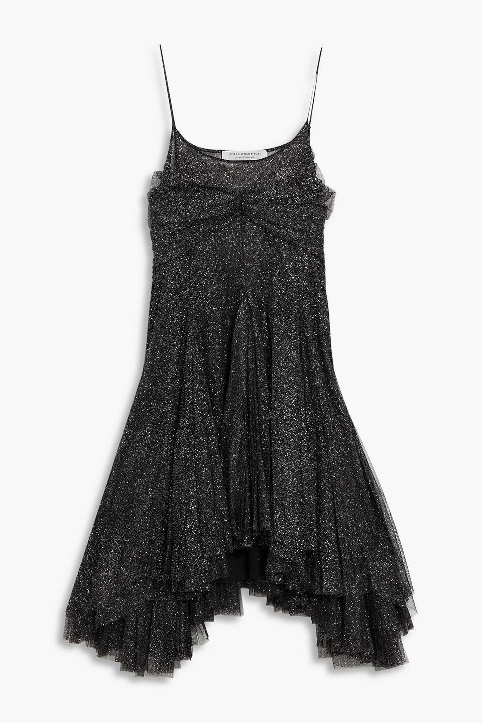 philosophy di lorenzo serafini - gathered glittered tulle mini slip dress - black - it 42