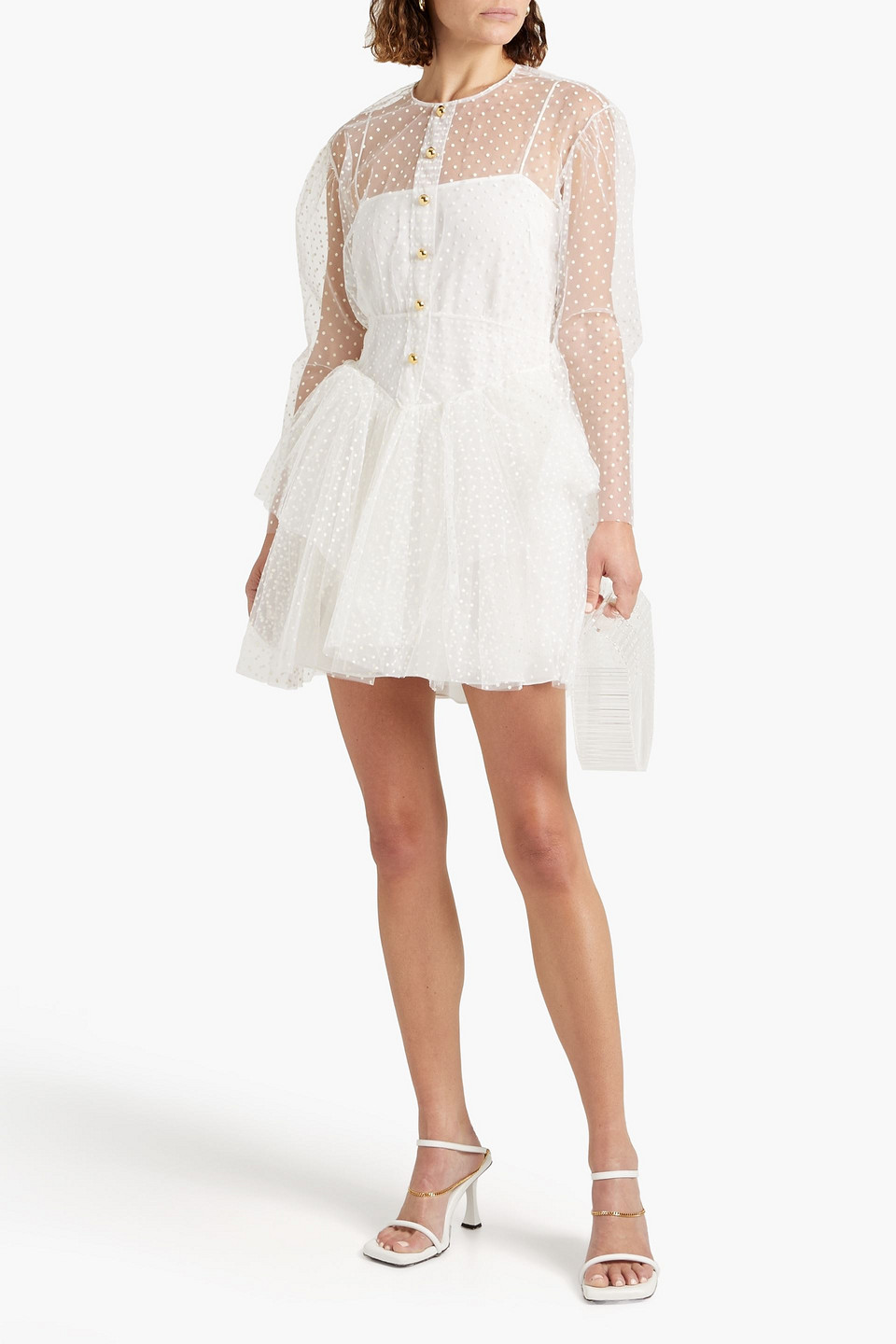 Philosophy Di Lorenzo Serafini Tiered Flocked Tulle Mini Dress In White |  ModeSens