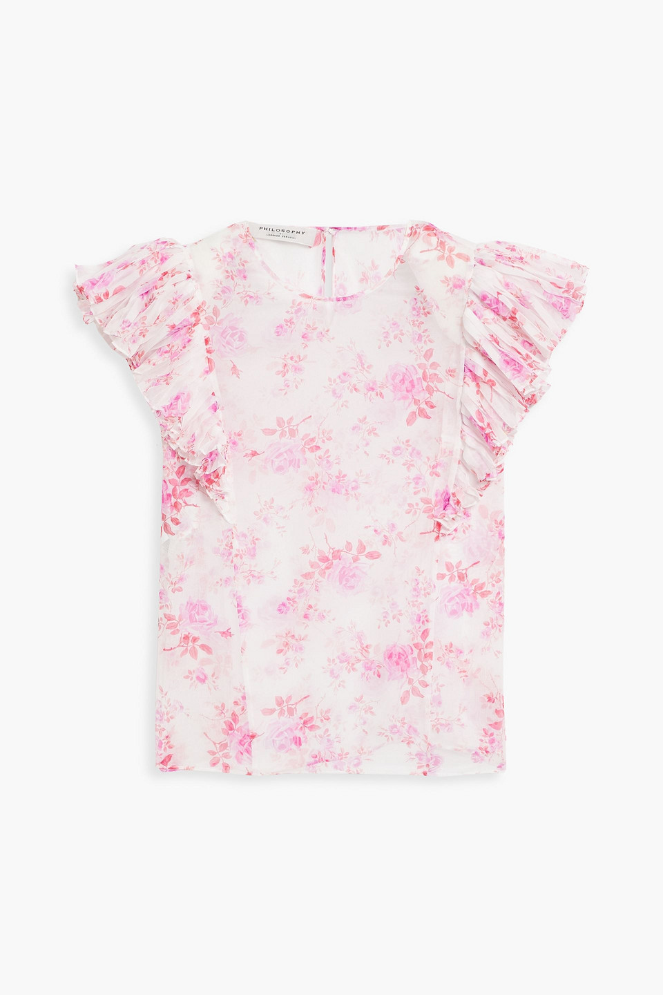 philosophy di lorenzo serafini - pleated floral-print chiffon top - pink - it 40