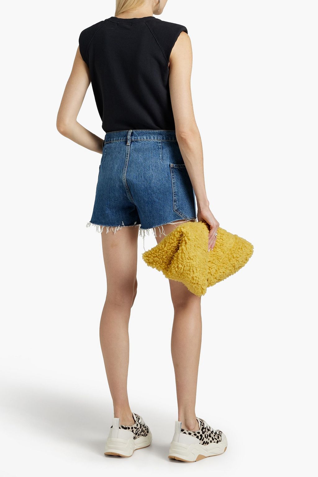 FRAME Frayed denim shorts