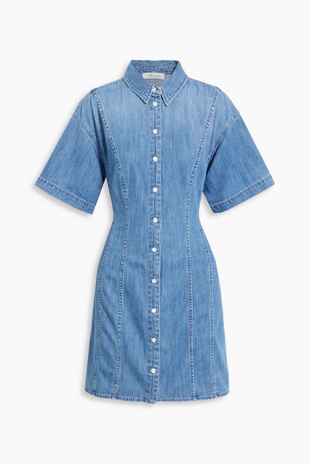 FRAME Shirred denim mini dress | THE OUTNET