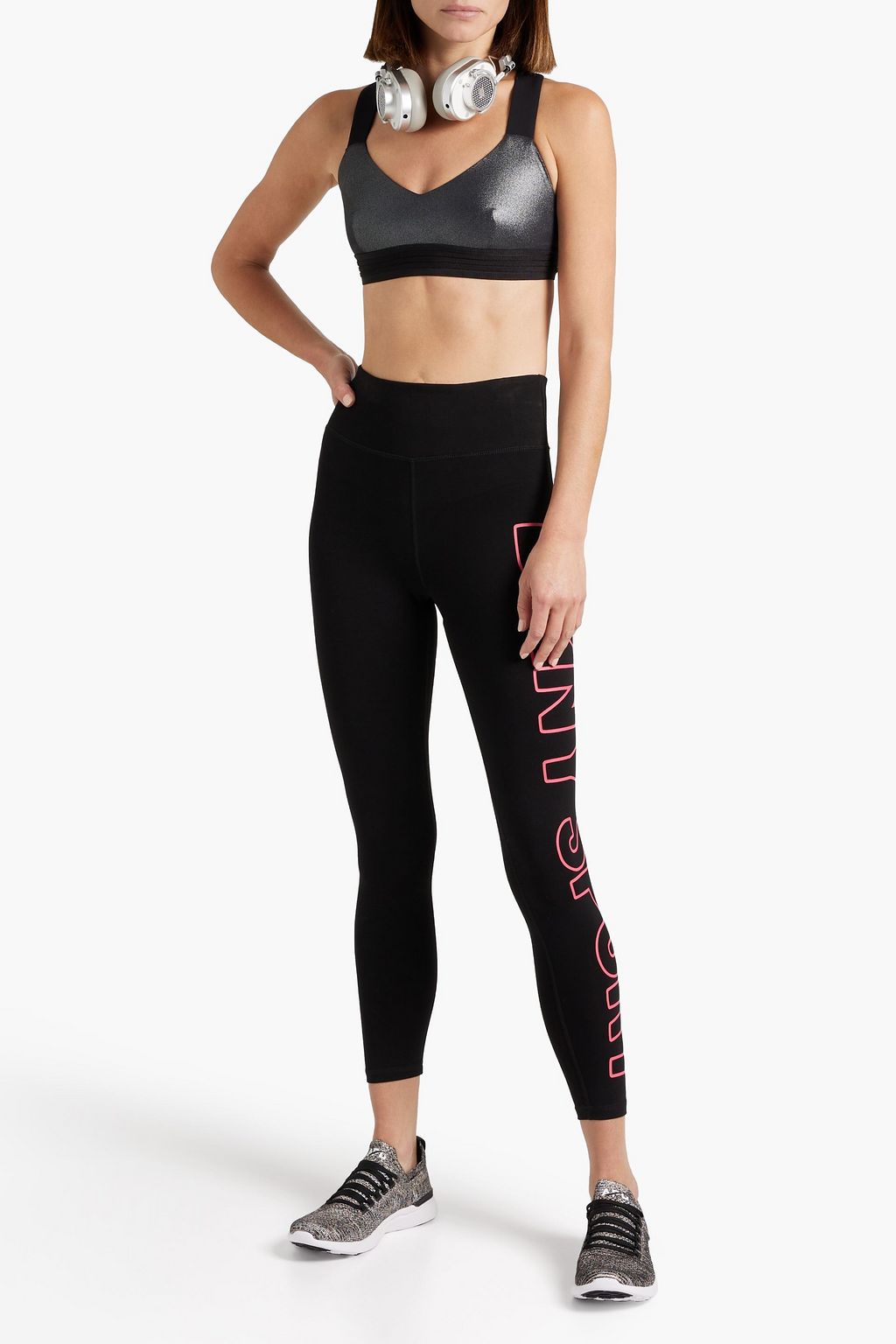 DKNY Cropped printed stretch-cotton jersey leggings