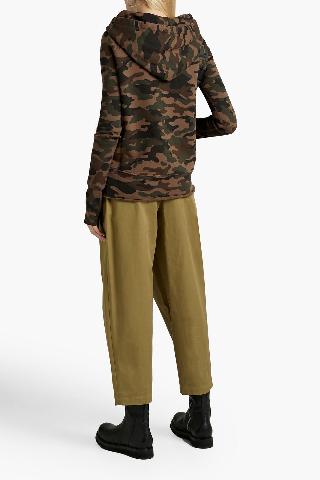 NILI LOTAN Camouflage-print French cotton-terry hoodie