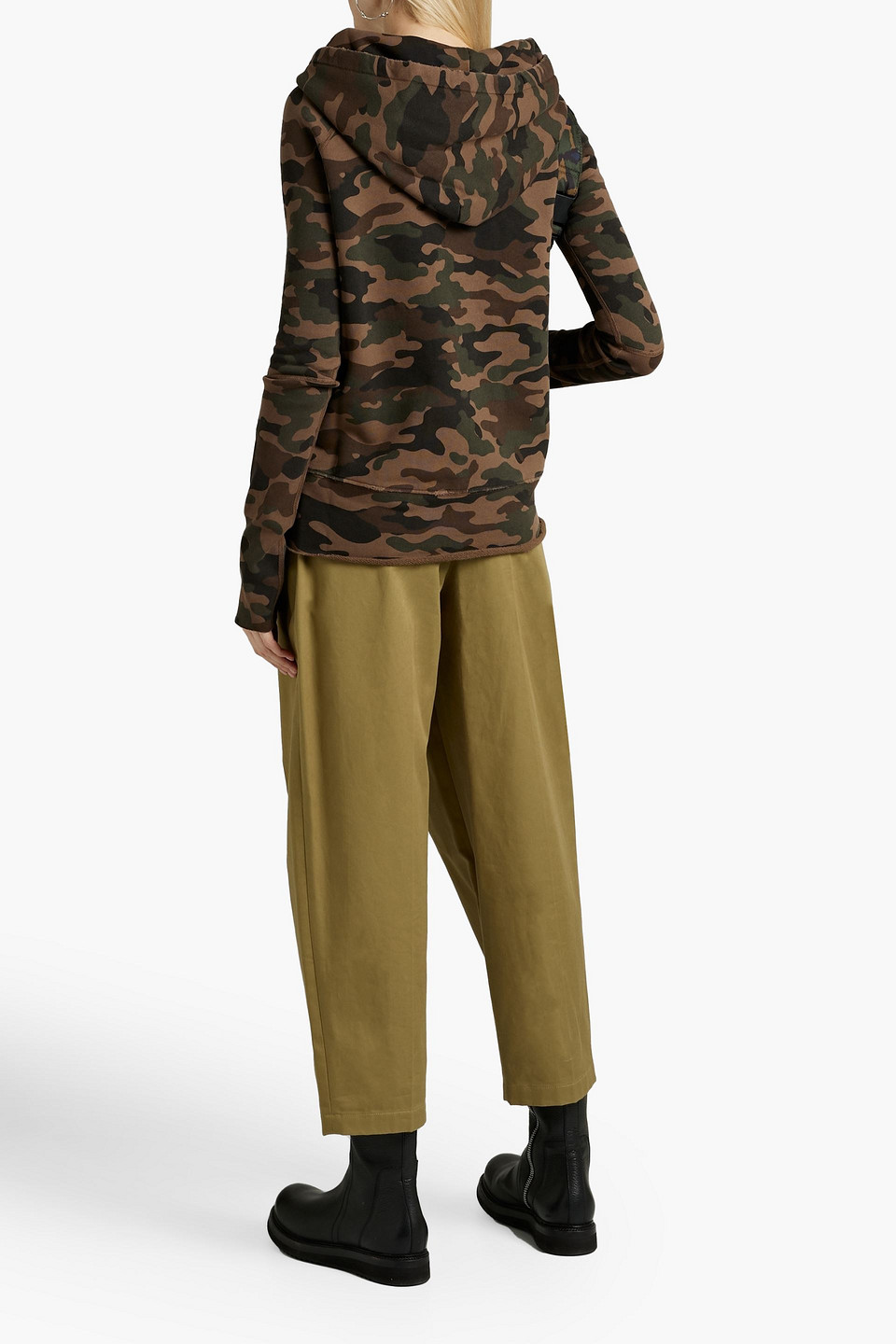 Nili Lotan Camouflage-print French Cotton-terry Hoodie In Brown