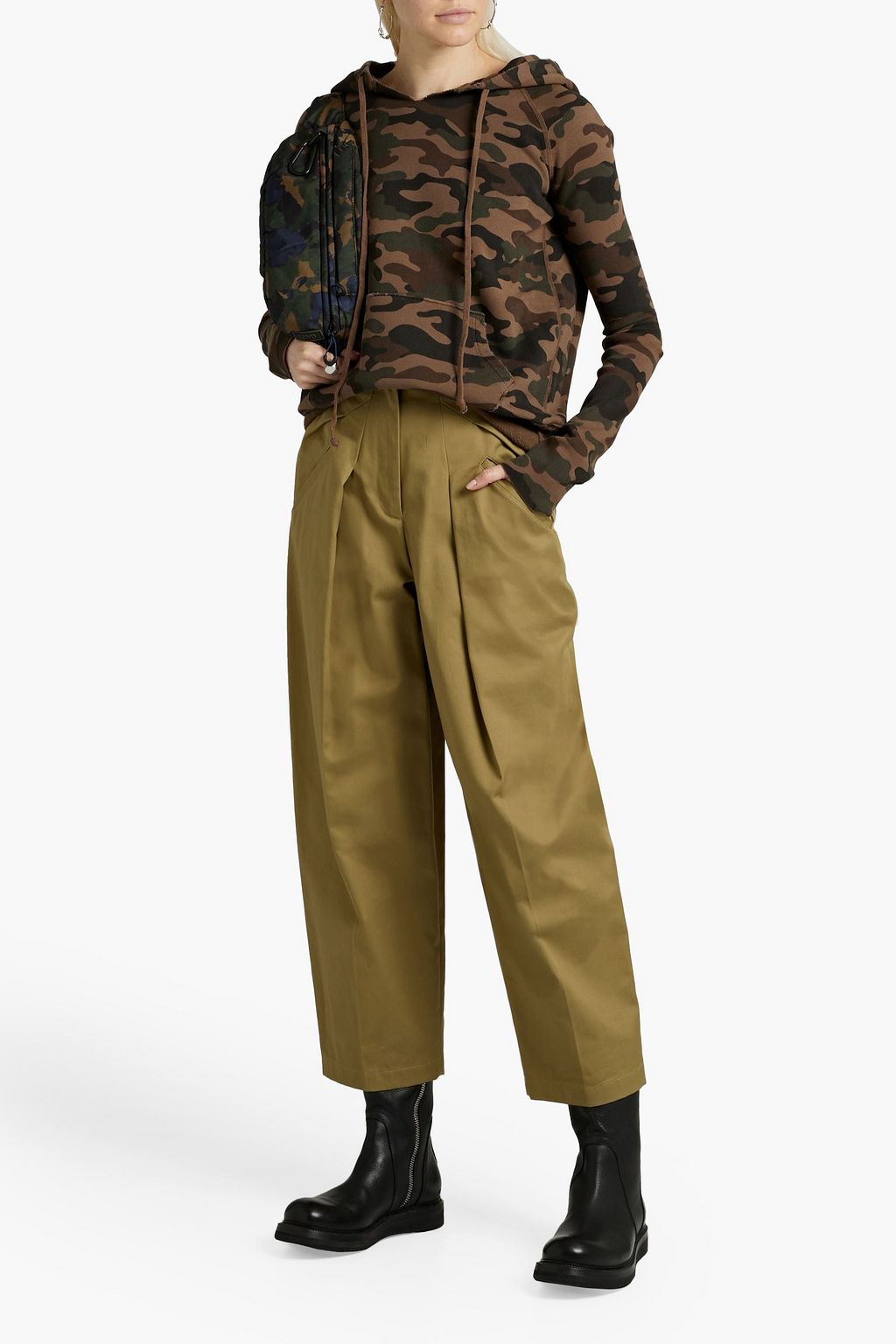 NILI LOTAN Camouflage-print French cotton-terry hoodie