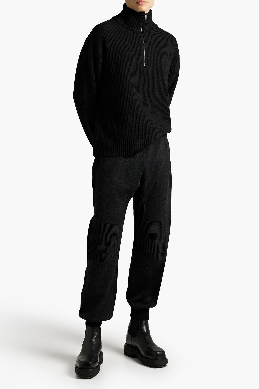 BOTTEGA VENETA Ribbed paneled jersey sweatpants
