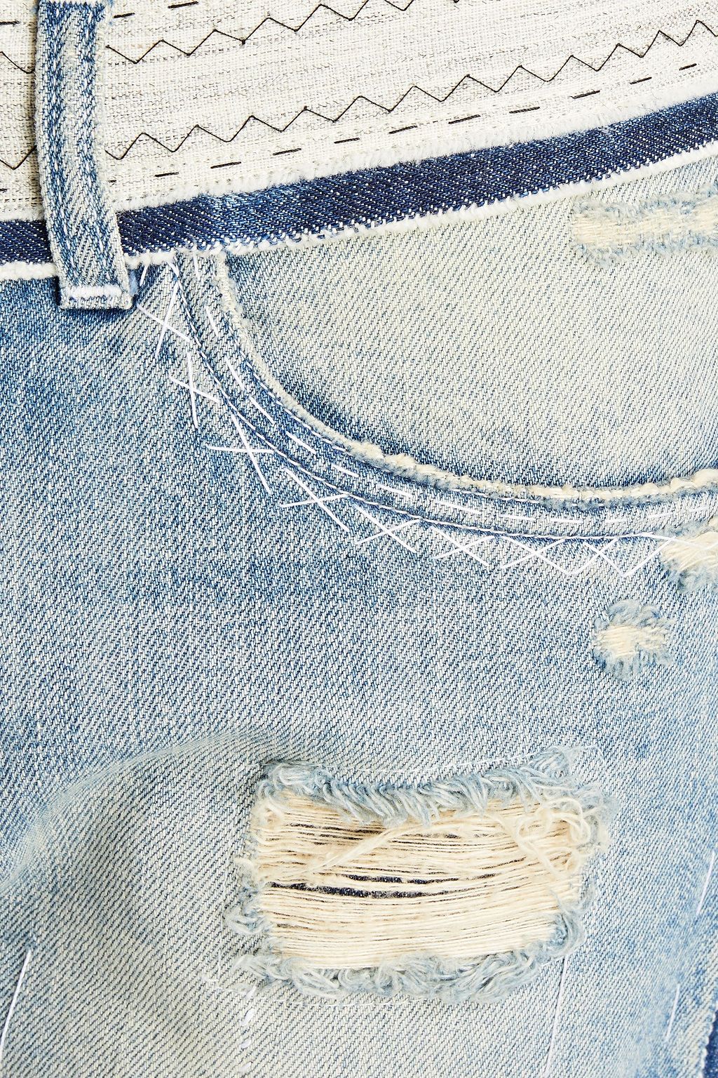 DOLCE & GABBANA Slim-fit embroidered distressed denim jeans
