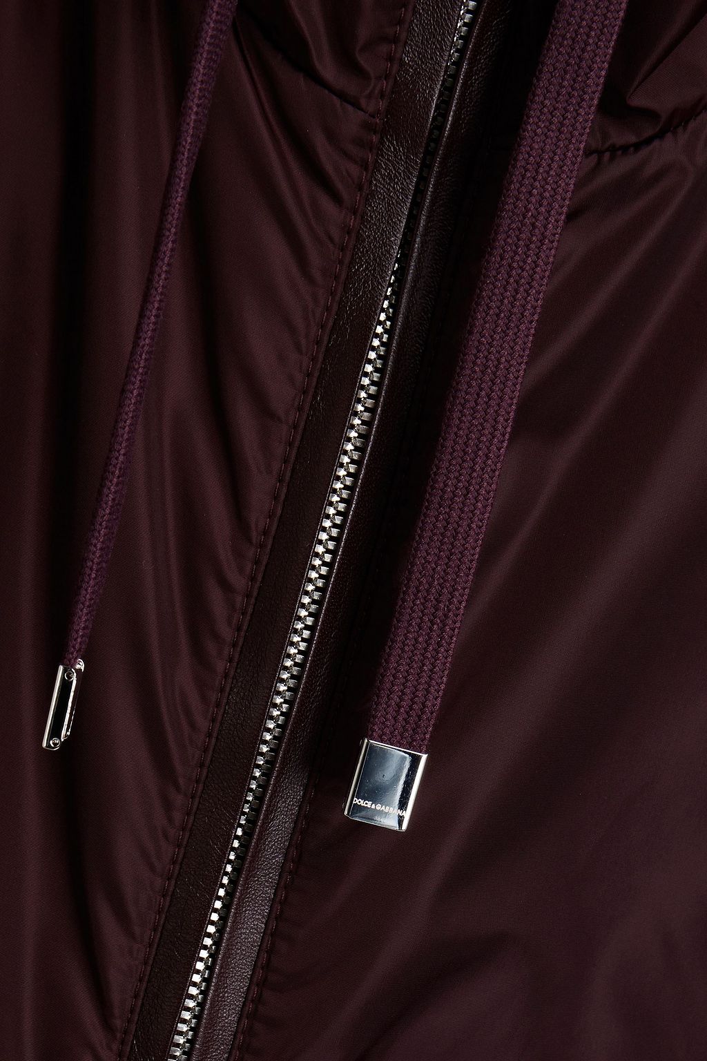 DOLCE & GABBANA Leather-trimmed shell hooded jacket