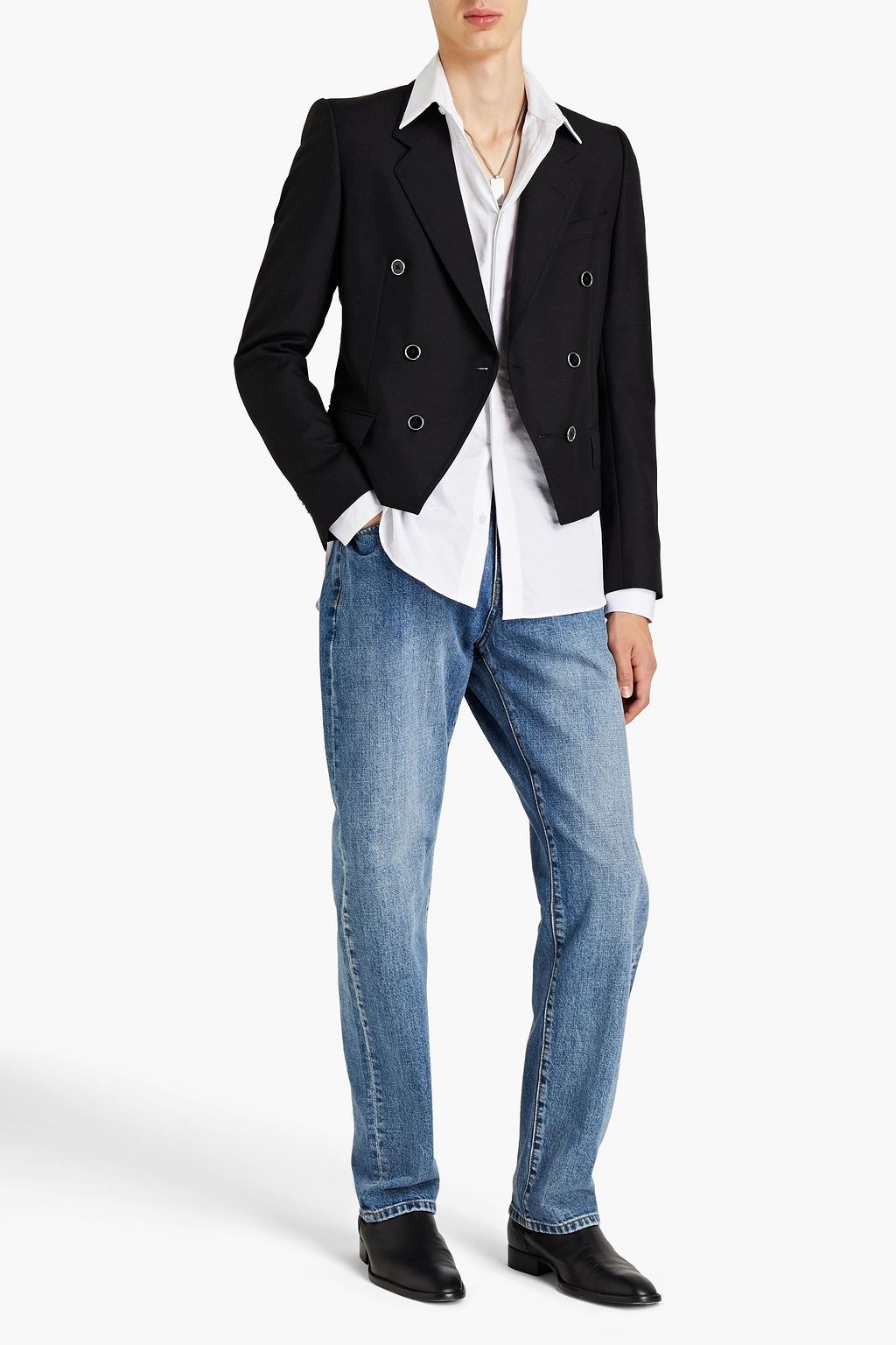DOLCE & GABBANA Cropped double-breasted canvas blazer