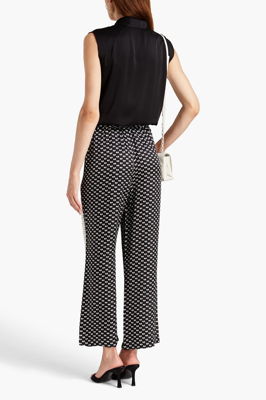 MAJE Printed satin wide-leg pants