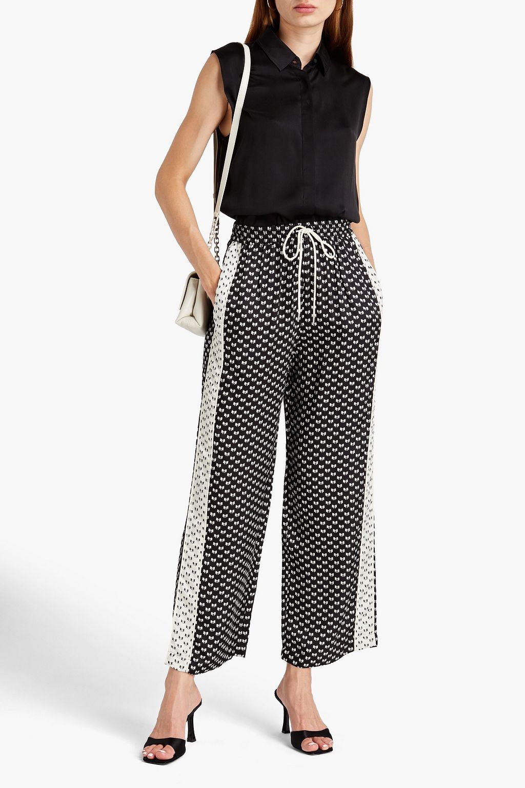 MAJE Printed satin wide-leg pants