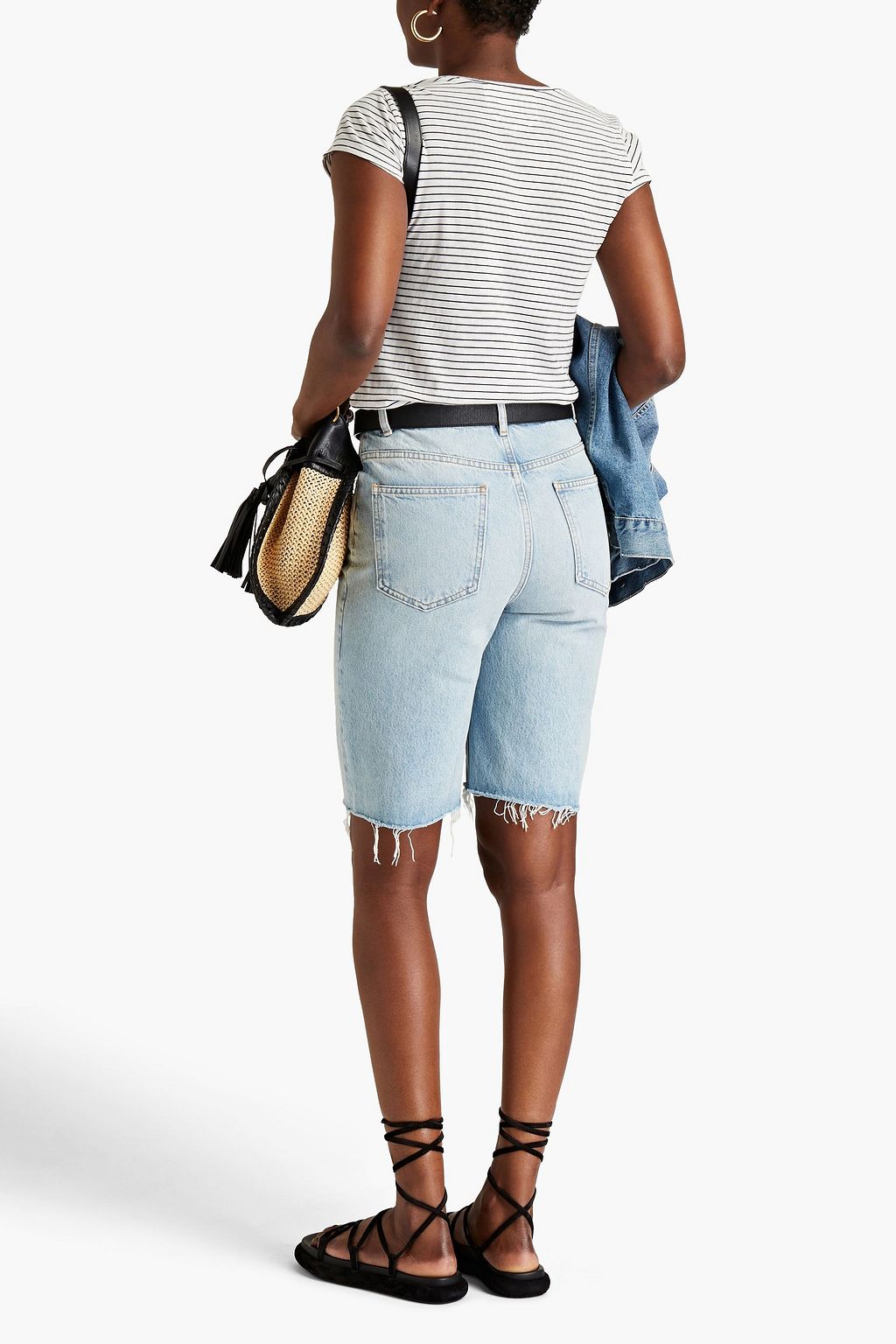 MAJE Faded denim shorts