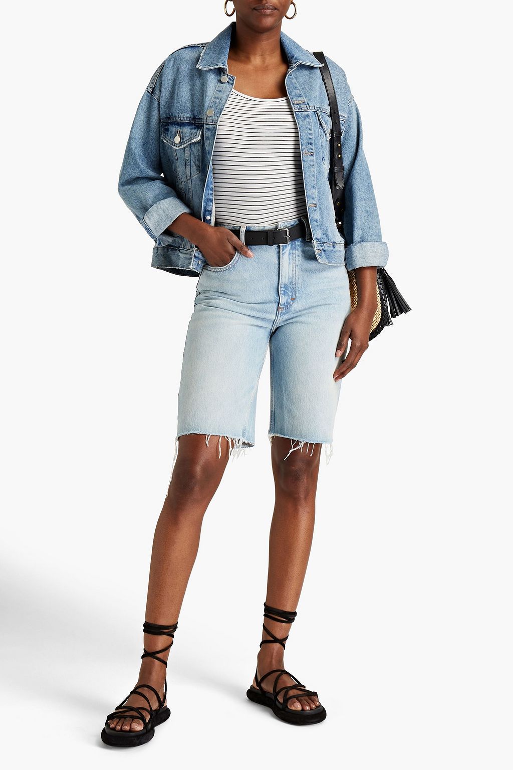 MAJE Faded denim shorts