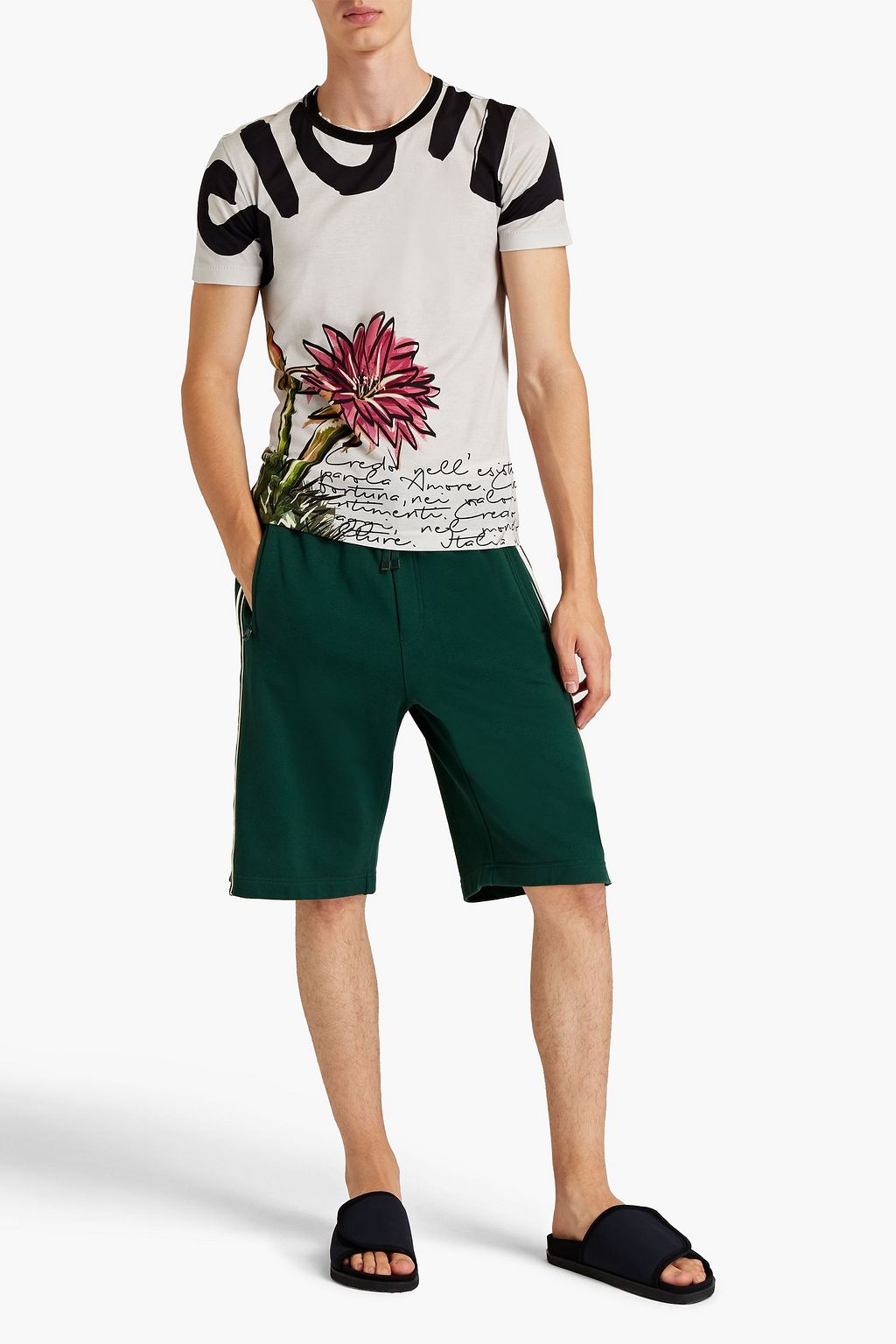 DOLCE & GABBANA Striped French cotton-terry shorts