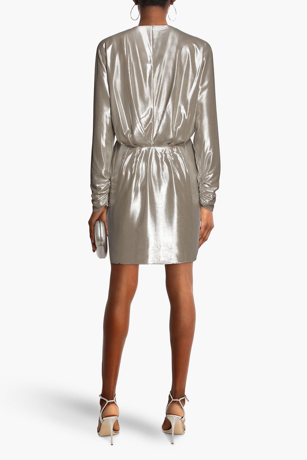 RAG & BONE Eloise 개더 디테일 메탈릭 조젯 미니 드레스